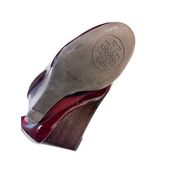 Tory Burch Wedge Pumps - Caroline size 6.5 7 Burgundy - Picture 5 of 6